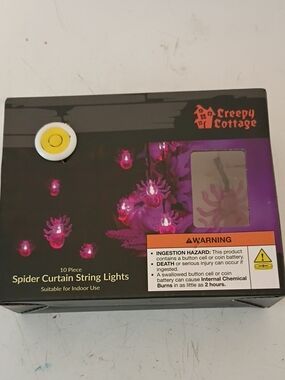 10 Piece Spider Curtain String Lights - Purple